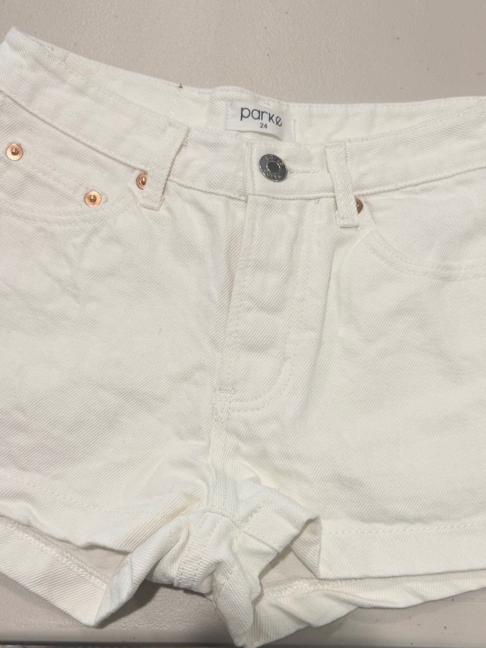 Parke White Denim Mini Shorts – Size 24
